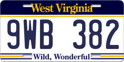 WV license plate 9WB382