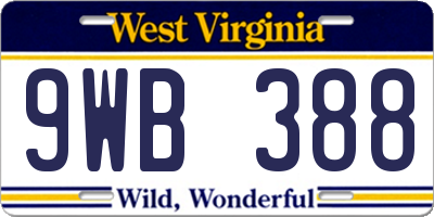 WV license plate 9WB388