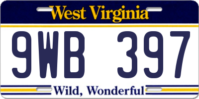 WV license plate 9WB397