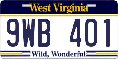 WV license plate 9WB401
