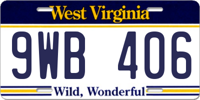 WV license plate 9WB406