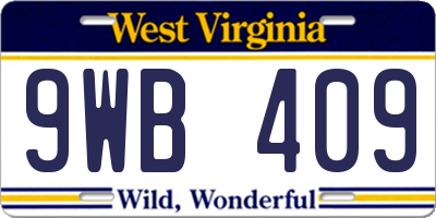 WV license plate 9WB409