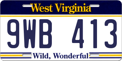 WV license plate 9WB413