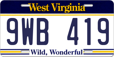 WV license plate 9WB419