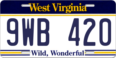 WV license plate 9WB420