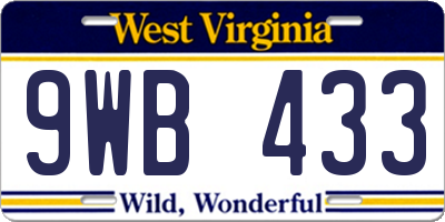 WV license plate 9WB433