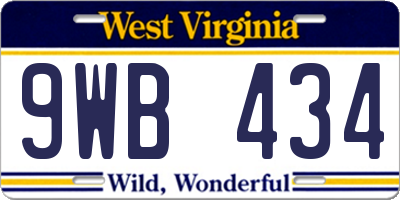 WV license plate 9WB434