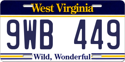 WV license plate 9WB449