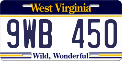 WV license plate 9WB450