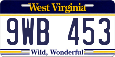 WV license plate 9WB453