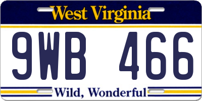 WV license plate 9WB466