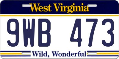 WV license plate 9WB473