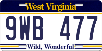 WV license plate 9WB477