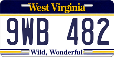 WV license plate 9WB482