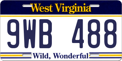 WV license plate 9WB488