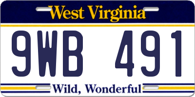 WV license plate 9WB491