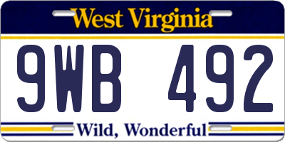 WV license plate 9WB492