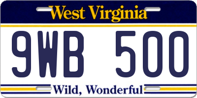 WV license plate 9WB500