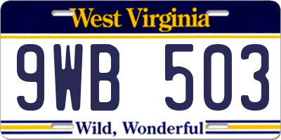 WV license plate 9WB503