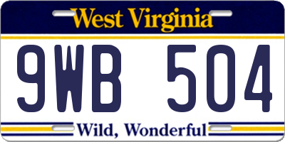 WV license plate 9WB504