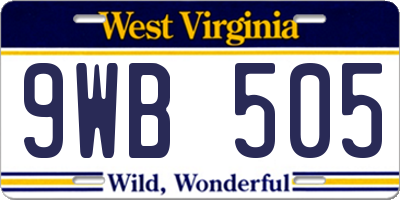 WV license plate 9WB505