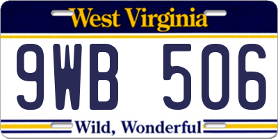 WV license plate 9WB506