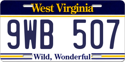 WV license plate 9WB507