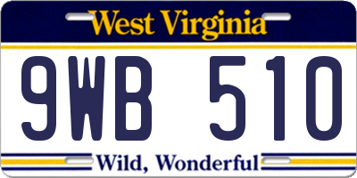 WV license plate 9WB510