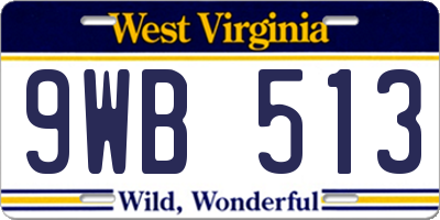 WV license plate 9WB513