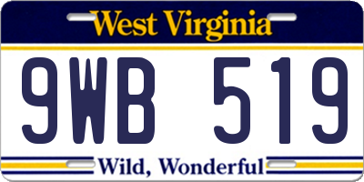 WV license plate 9WB519