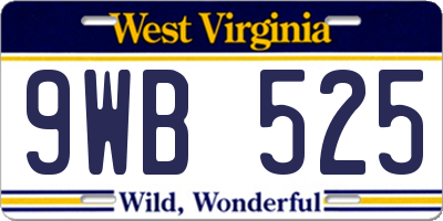 WV license plate 9WB525