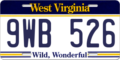 WV license plate 9WB526