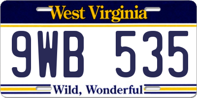WV license plate 9WB535