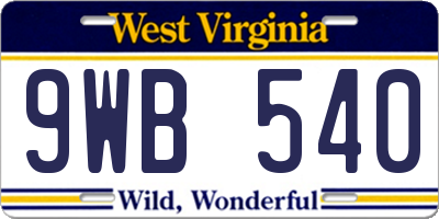 WV license plate 9WB540