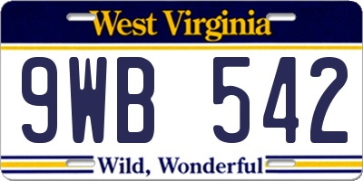 WV license plate 9WB542