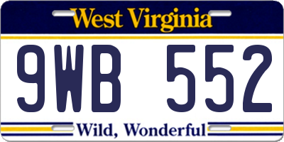 WV license plate 9WB552