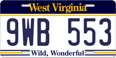 WV license plate 9WB553