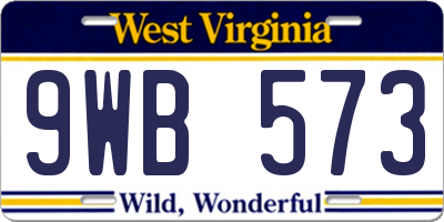 WV license plate 9WB573