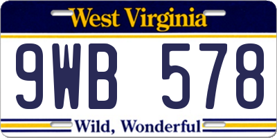 WV license plate 9WB578