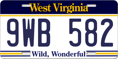 WV license plate 9WB582