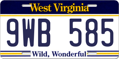 WV license plate 9WB585