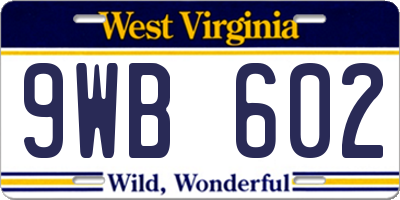 WV license plate 9WB602