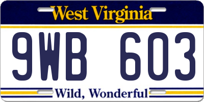 WV license plate 9WB603