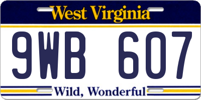 WV license plate 9WB607