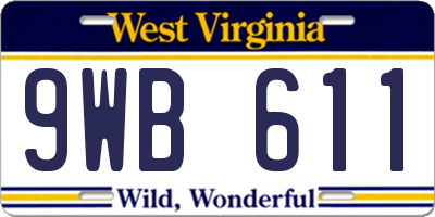 WV license plate 9WB611