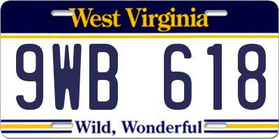 WV license plate 9WB618