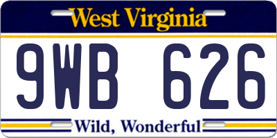 WV license plate 9WB626