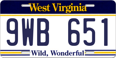 WV license plate 9WB651
