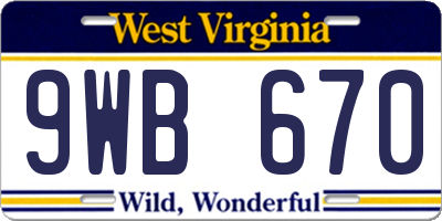 WV license plate 9WB670