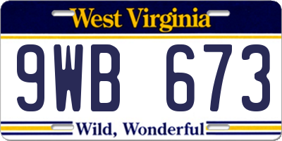 WV license plate 9WB673